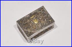 C. 1850 247 Grams Chinese Export Silver And Gold Box Canton Shanghai Hong Kong