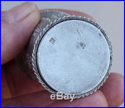 C1900 CHINESE / Tibetan Solid Silver small Cylindrical'Prayer Box' embossed