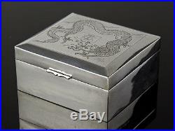 C1920 Chinese 900 Silver Cigarette Box