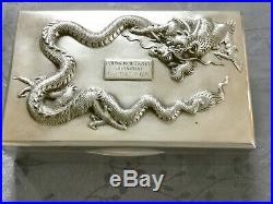 CHINESE EXPORT SILVER BOX DRAGON 489g. BOITE ARGENT MASSIF CHINE