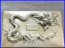 CHINESE EXPORT SILVER BOX DRAGON 489g. BOITE ARGENT MASSIF CHINE