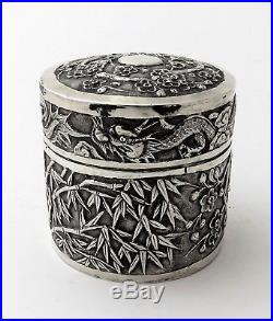 CHINESE EXPORT STERLING SILVER ROUND BOX 19th Century