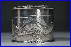 CHINESE EXPORT solid silver BOWL. CHASED DRAGON. Tuckchang c. 1900 AE2