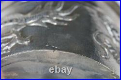 CHINESE EXPORT solid silver BOWL. CHASED DRAGON. Tuckchang c. 1900 AE2