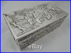 CHINESE EXPORT solid silver CIGARETTE BOX, c1900, 368gm