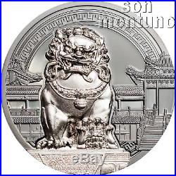 CHINESE GUARDIAN LIONS Male & Female 2 Silver Coin Set in Box + COA 2017 PALAU