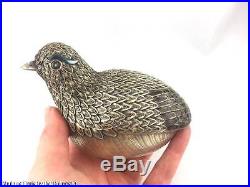 Chinese Silver Gilded & Enameled Filigree Figural Bird Box Tea Caddy