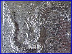 Chinese Silver Plate Box With Dragon Decoration