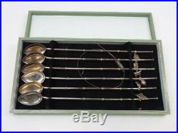 CHINESE STERLING SILVER 950 SET OF ICE TEA /STRAWS SPOONS, Original box 9L