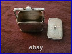 CHINESE Silver Antique Rectangular Lidded/Handled BOX Floral Engraving Marked CS