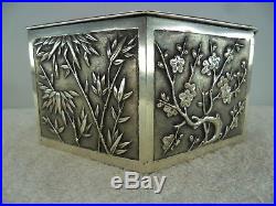 CHINESE Solid Silver DRAGON Table Trinket Box by Wing Chun c1900