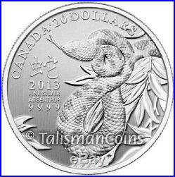 Canada 2013 Year of Snake Chinese Lunar Zodiac $20 Pure Silver IN BOX FULL OGP