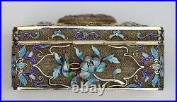 China Cloisonne Silber Email Emaille Dose Chinese Silver Enamel Trinket Box