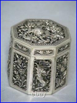 China Export Silber Dose Chinese Silver Box um 1900