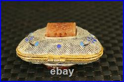 China unique cloisonne silver Handpainted inlay jade gift box collectable gift