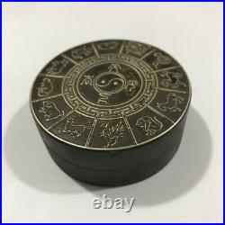 China white copper ink cartridge with lid Box Brass ink cartridge Chinese Zodiac