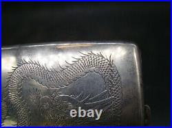 Chinese 1920's nice carved silver box (Lee yee King 90 silver) d7987