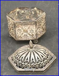 Chinese 19th Century Filigree Sterling Silver Jewelry Box