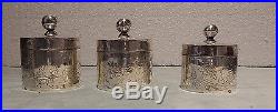 Chinese 19th Century Sterling Silver Set Of Three Box's Magnificent