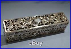 Chinese 900 Export Silver Cricket Box by Wing Chun Hong Kong late 19th Century