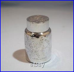 Chinese 900 Silver Screw-On Lidded Engraved Bottle Circa 1920s