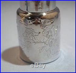 Chinese 900 Silver Screw-On Lidded Engraved Bottle Circa 1920s