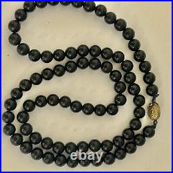 Chinese 925 Sterling Silver Box Clasp Black Onyx Bead Beaded Knotted Necklace