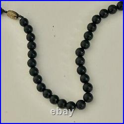 Chinese 925 Sterling Silver Box Clasp Black Onyx Bead Beaded Knotted Necklace