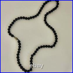 Chinese 925 Sterling Silver Box Clasp Black Onyx Bead Beaded Knotted Necklace