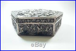 Chinese Antique Export Silver Box Wang Hing Co Highly Detailed