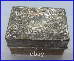 Chinese Antique Floral Sterling Silver Soap Box With Insert