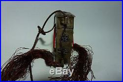 Chinese Antique Silver Snuff Box Necklace Cinnabar Flower Wire Filigree Decor