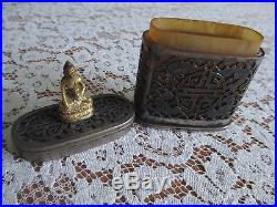 Chinese Antique Silver over Bone Snuff/Tobacco Box