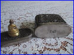 Chinese Antique Silver over Bone Snuff/Tobacco Box