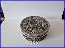 Chinese Antique Solid Silver Embossed -Candy Box Years 1900