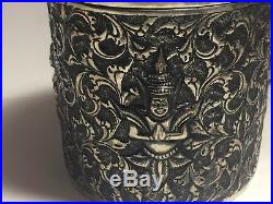 Chinese Antique Sterling Silver Ornate Tea Caddy Box