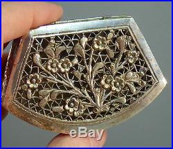 Chinese Antique Straits White Silver metal Pierced Cricket Cage Box Peranakan