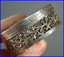 Chinese Antique Straits White Silver metal Pierced Cricket Cage Box Peranakan