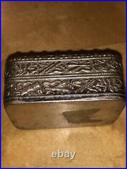 Chinese Antique/Vintage Silver Porcelain Enamel Painted Lid Mirrored Powder Box