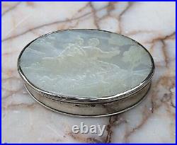 Chinese Antique c18th Carved Mother of Pearl & Silver Snuff box Qianlong SUPERB
