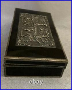 Chinese Black Lacquer Silver/Copper Plated Box WithBeautiful Handmade Sterling Top