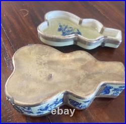 Chinese Blue celadon and Silver Porcelain Trinket box Guangxu mark-Many amulets
