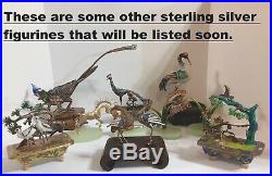Chinese DUCK Box Set STERLING SILVER 119g Figurine Enamel Filigree Export + CASE