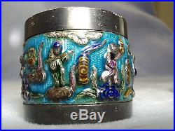 Chinese Enameled Silver Lidded Box