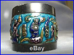 Chinese Enameled Silver Lidded Box