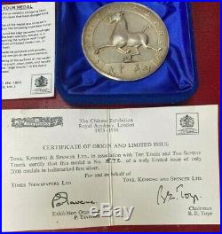 Chinese Exhibition 1973-74 Sterling Silver High Relief Medallion Boxed with- COA