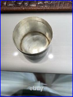 Chinese Export Antique Sterling Silver Round Lidded Bamboo Design Seal Box Jar
