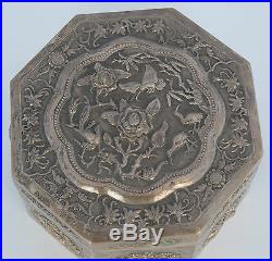 Chinese Export Antique amazing Sterling Silver fine detail 3D decoration BIG Box