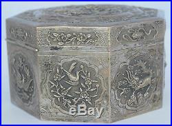 Chinese Export Antique amazing Sterling Silver fine detail 3D decoration BIG Box