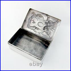 Chinese Export Dragon Box 90 Silver Mono H